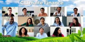 Diverse group attending an online climate finance training session.